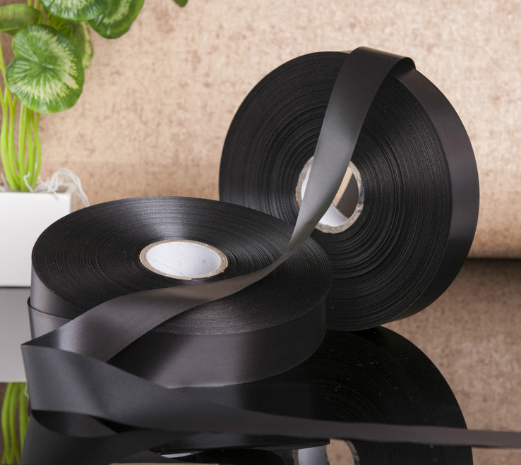 厂家直销黑色单双面缎带 织边带 水洗商标丝带定制现货黑色二等