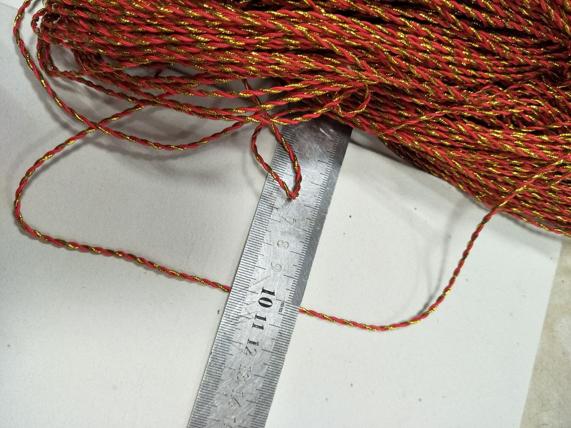 现货尼龙加金线两股扭绳 红 金 黄 金 蓝 金尼龙混色双股装饰绳