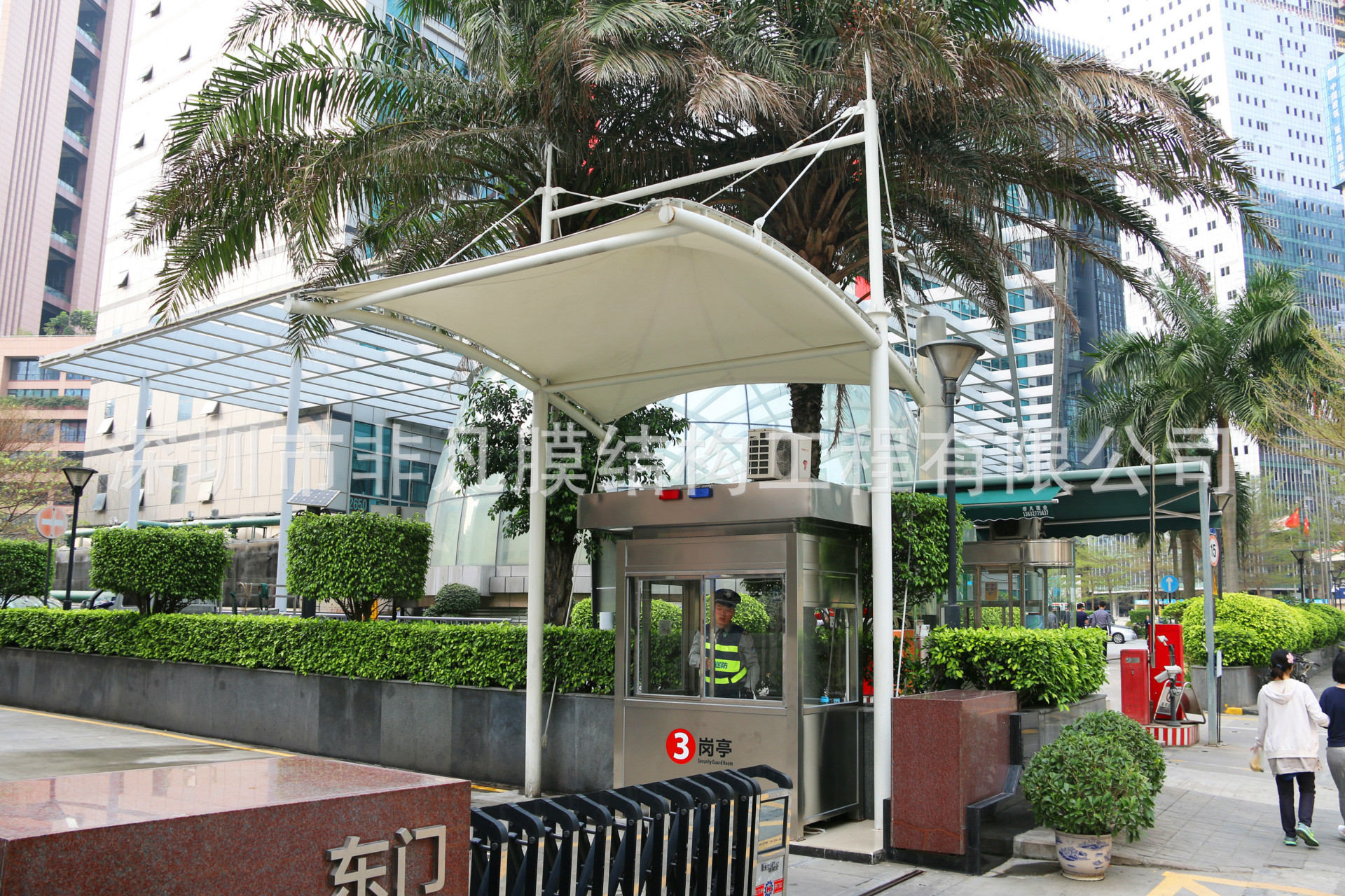 帽口式膜结构停车蓬 岗亭出入口膜结构汽车停车篷 膜结构停车棚