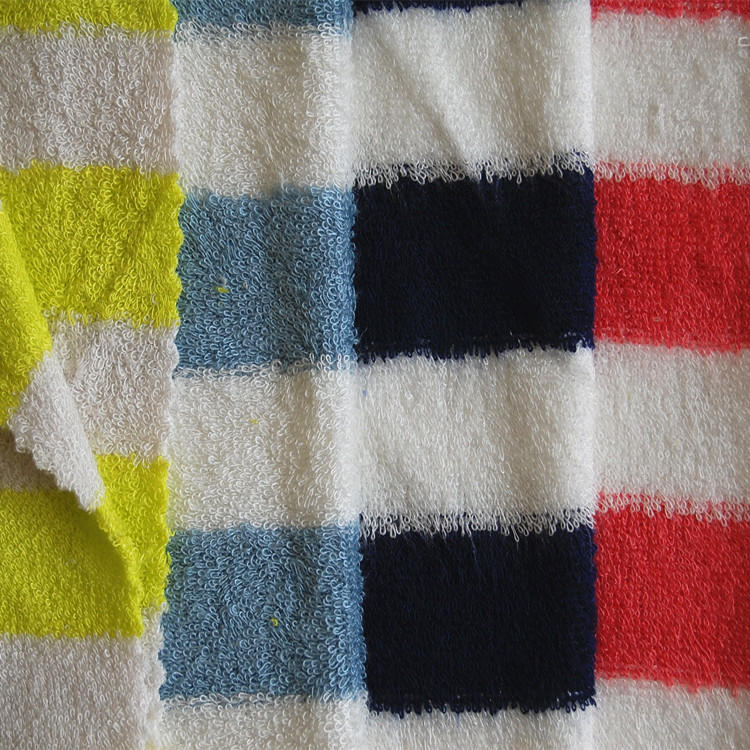 厂家供应竹纤维双面彩条毛巾布 针织纬编面料 针织面料 毛巾布