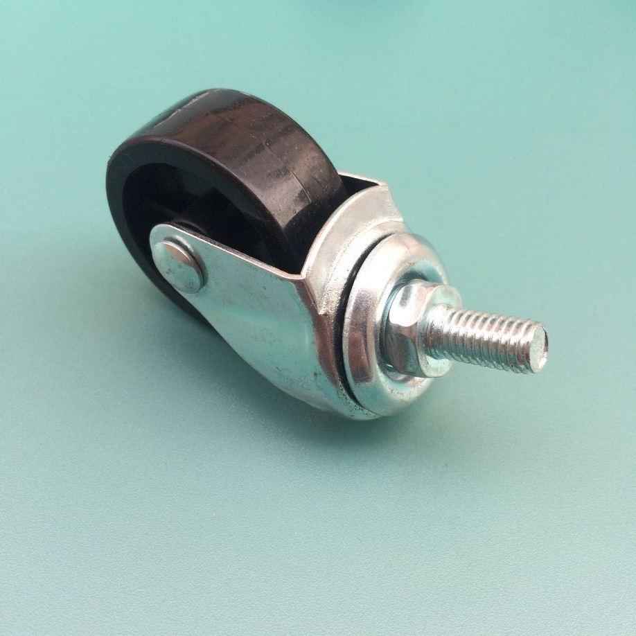 5寸螺杆活动脚轮 黑色pp万向丝杆轮子 直径40mm菜架轮子.