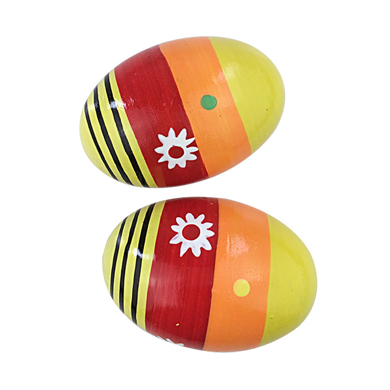 奥尔夫乐器玩具 彩色木质沙蛋 儿童沙沙响玩具鸡蛋 一对