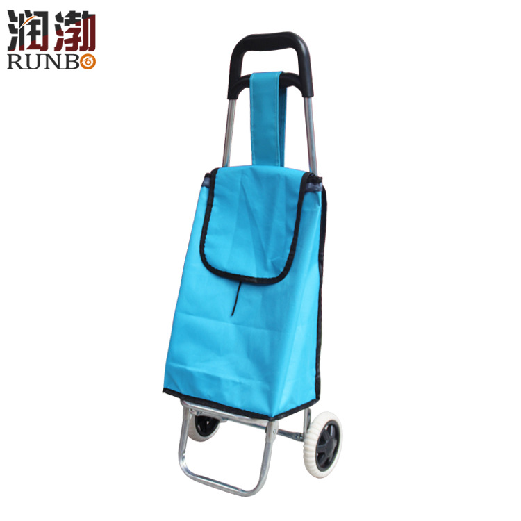 Supermarket Trolley Elderly Shopping Small Hand Buggy Two-Wheel Pucker Luggage Barrow Pull Rod Manual Trailer