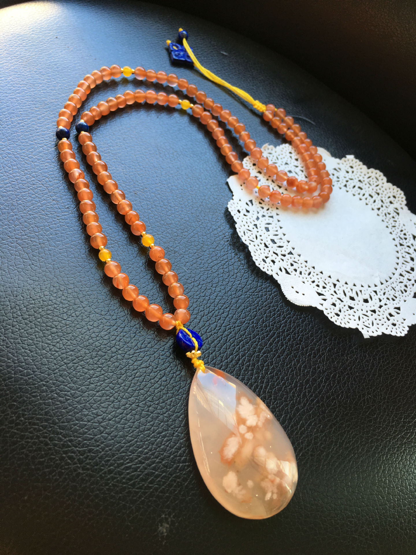 双木林珠宝 厂家批发天然南红玛瑙毛衣链diy银配饰项链支持定制