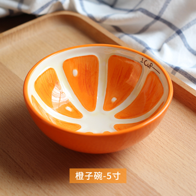 Creative Fruit Tableware Watermelon Ceramic Bowl Apple Bowl Pet Small Bowl Children's Rice Bowl 5-Inch Dessert Bowl Household