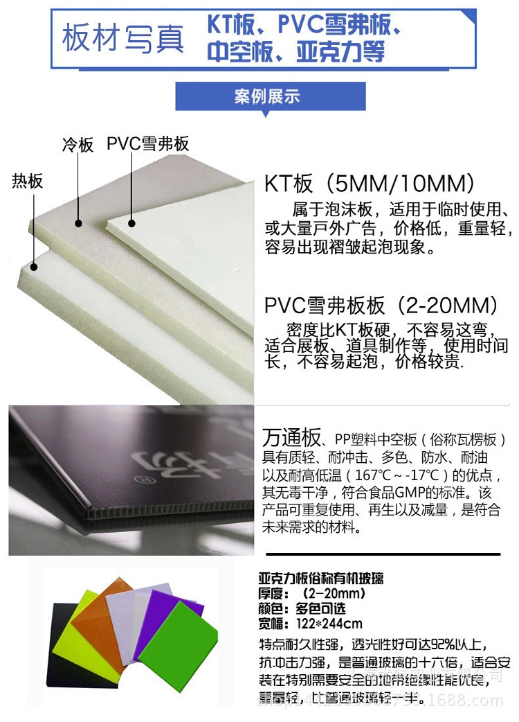 广告宣传材质kt板 pp背胶规格0