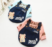 日韩新品宠物熊熊背带棉卫衣泰迪时尚潮T恤斗牛狗衣服厂家直供