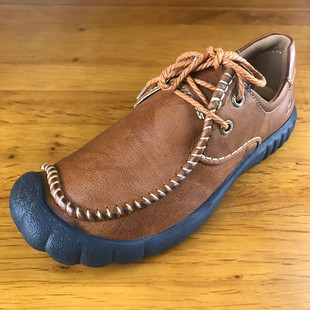 2017新款 包头单鞋男款加厚鞋底大头休闲鞋头层牛皮软皮舒适款