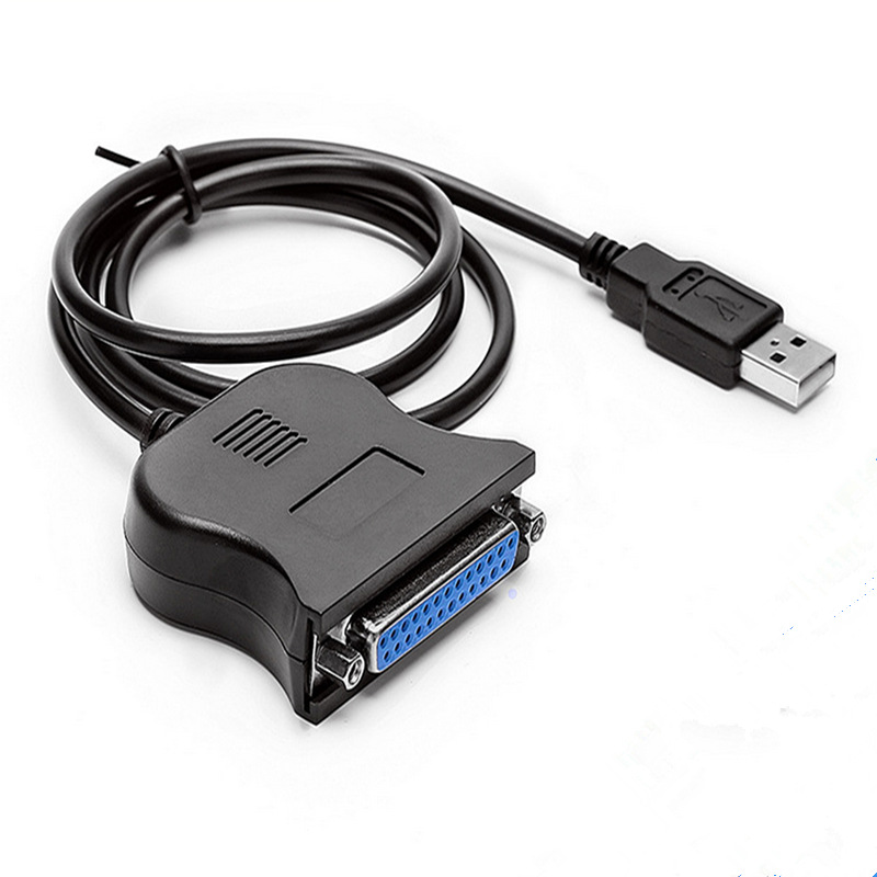 usb转并口打印线 免驱usb并口线25针 usb转25母孔线 老式打印机线