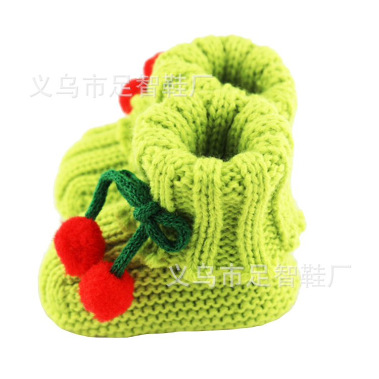 Cherry Baby Bootee Autumn and Winter Handmade Wool Knitted Babies' Shoes 13 Colors Mixed Wholesale