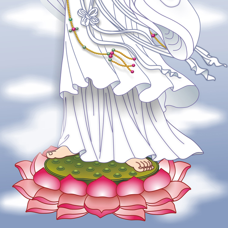 白衣观音画像卷轴画观世音菩萨挂画佛堂供奉佛像画丝绸画结缘礼品