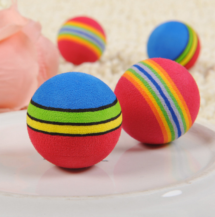 厂家 宠物小猫咪狗狗彩虹球互动玩具皮球形无毒环保eva 批发