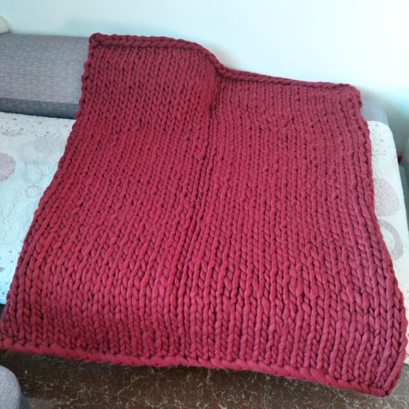 厂家直销冰岛毛粗毛线手工编织毯子沙发盖毯粗线毯子空调被8636