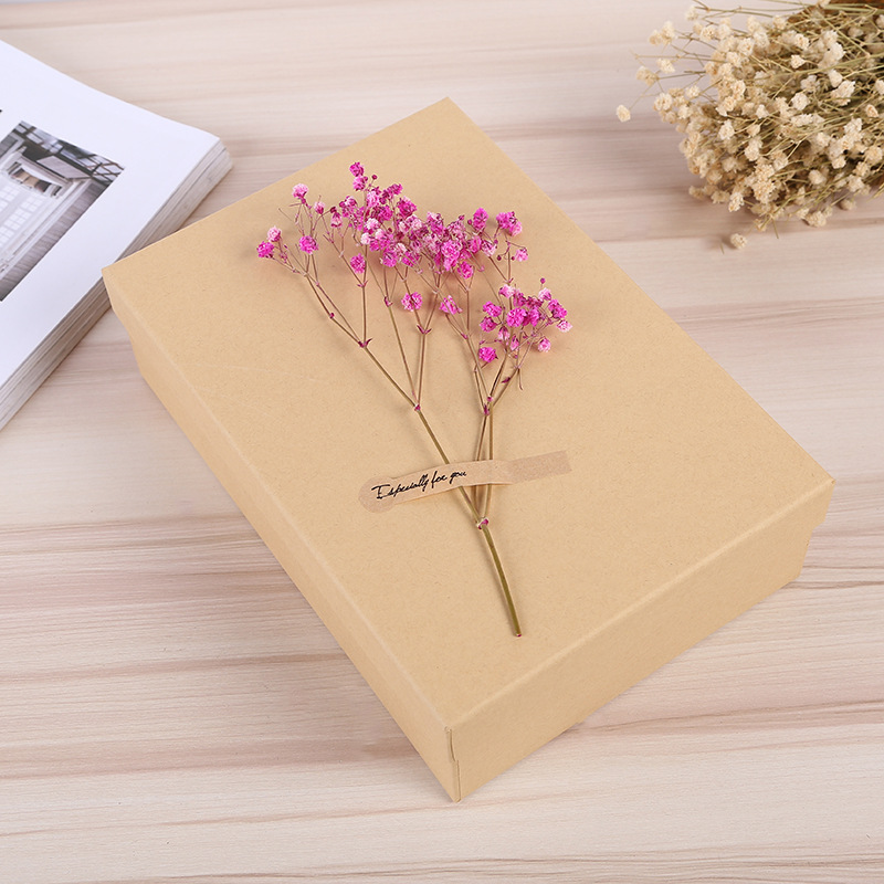 厂家直销创意牛皮纸干花生日礼物盒情人节送礼礼品盒长方形包装盒