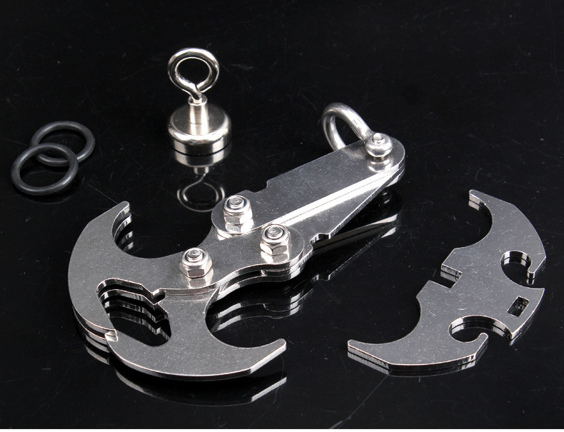 户外攀岩登山多功能登山钩强吸铁重力不锈钢飞虎爪抓钩迷你型