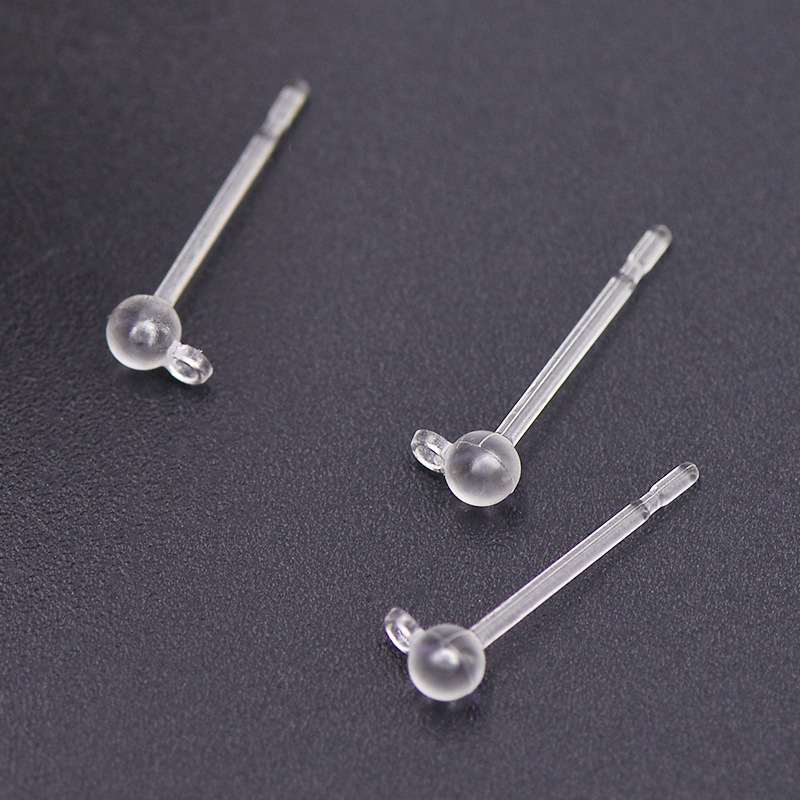 新款日韩流行透明树脂耳针 有吊圈子珠球针 环保不过敏-阿里巴巴