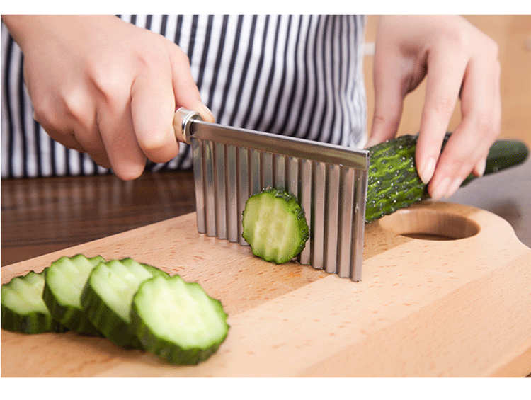 厨房切花薯条刀不锈钢芋头花波浪刀狼牙土豆刀切条器切薯条波纹刀