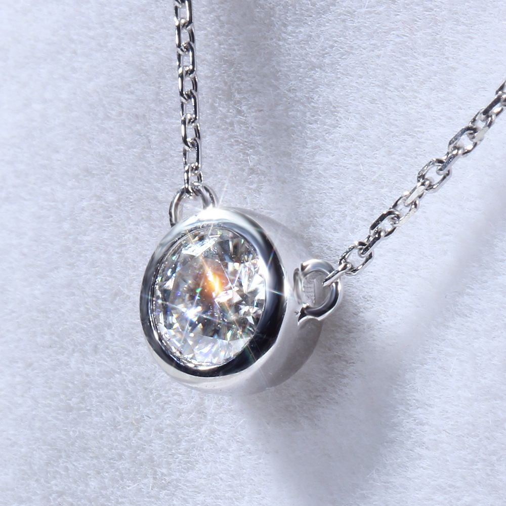 欧美泡泡项链1克拉莫桑石包镶项链吊坠一体颈饰18k金o字链钻饰