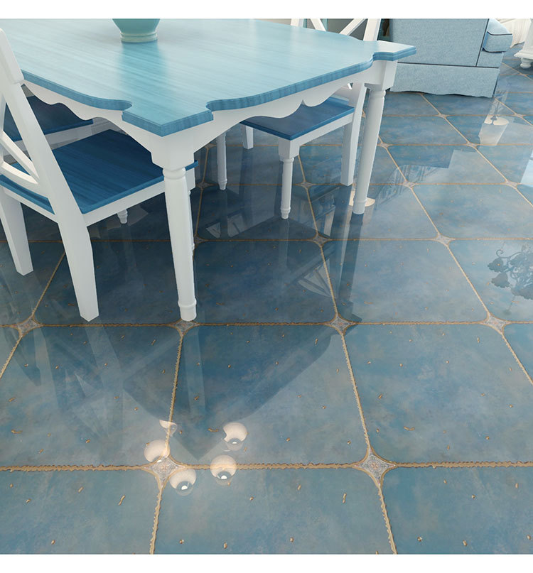 仿古地砖500x500圆角砖蓝色地中海瓷砖客厅 田园美式仿古砖送角花