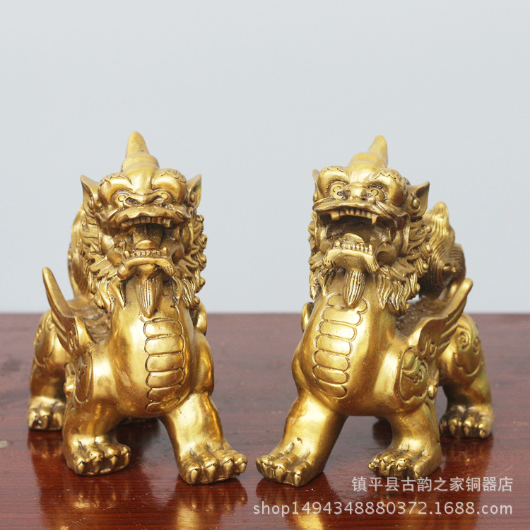 厂家直销纯铜貔貅摆件一对金钱皮丘大号招财风水貔貅开业礼品摆件