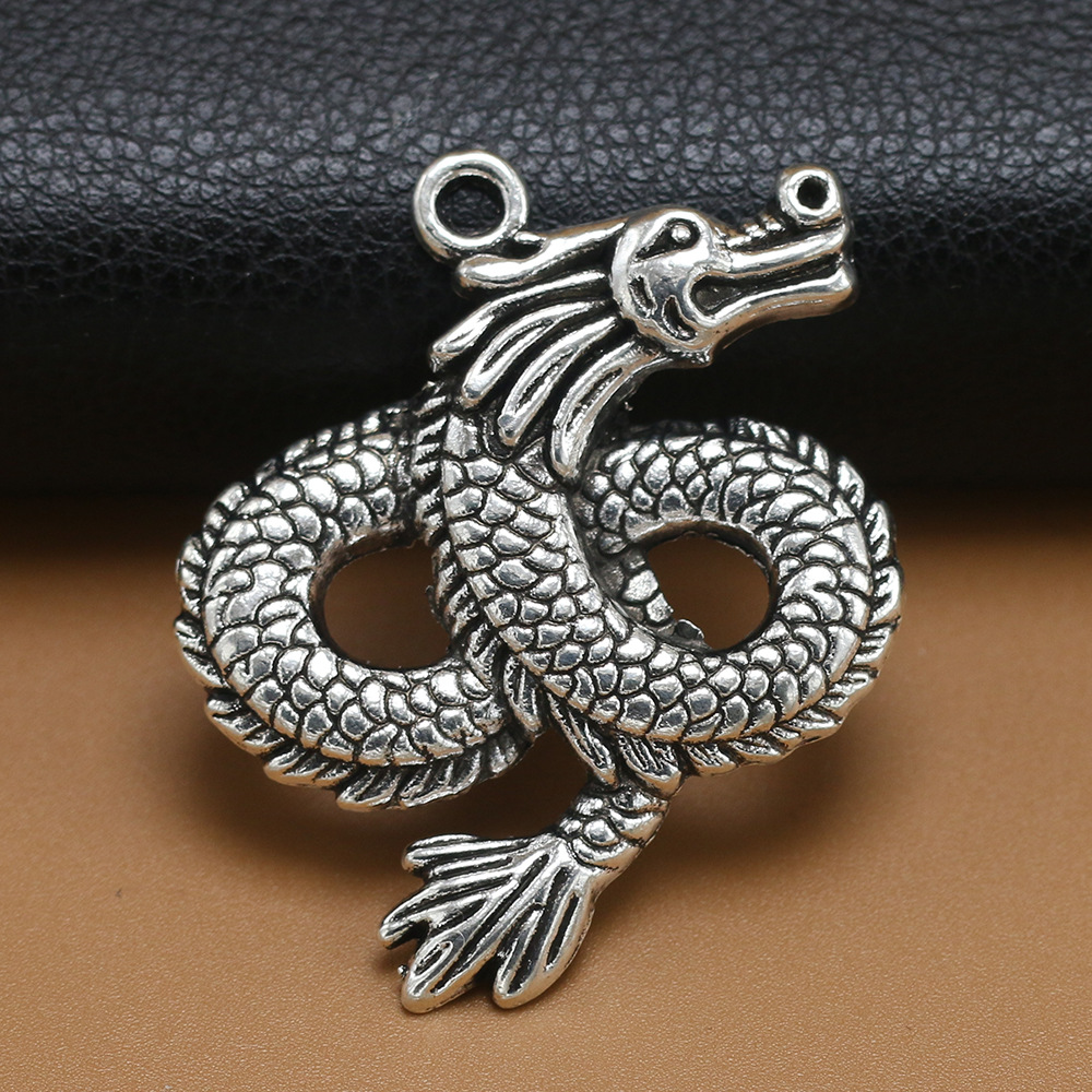 厂家直销 古银色大龙挂件 diy手工材料合金饰品配件 43*39mm 批发