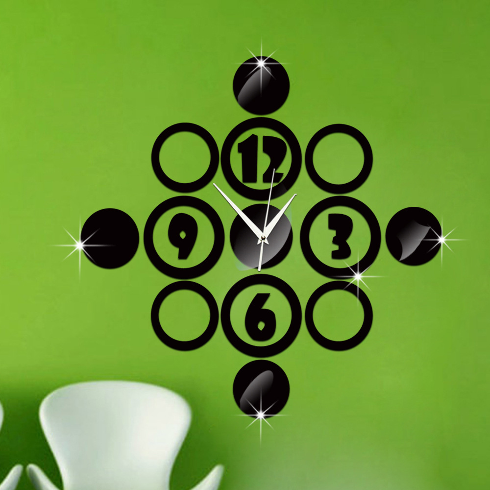 时尚客厅儿童房镜面墙扑克牌钟亚克力镜面静音时钟墙壁挂钟wc1239