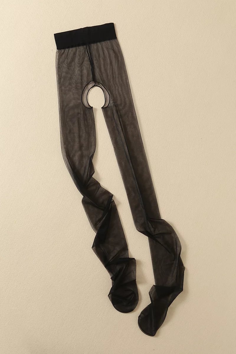 2d一线t档性感隐形全透明 珠光微闪脚尖透明情趣开档丝袜连裤袜