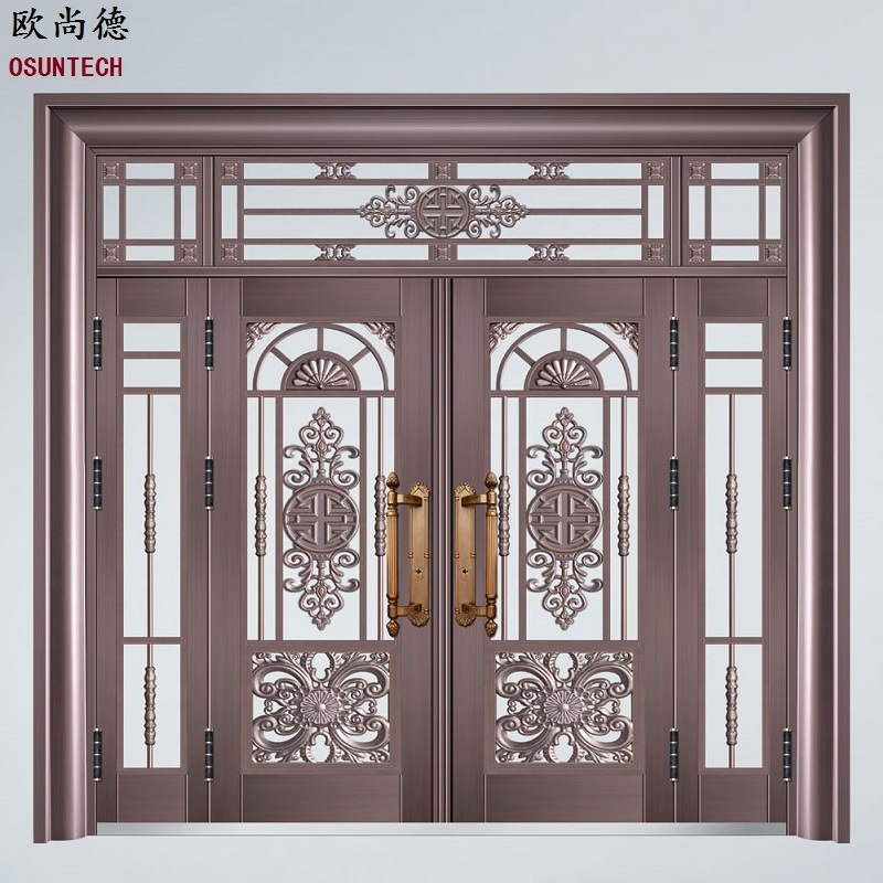 农村自建别墅大门四开子母钢化玻璃门商铺非标门大厅透光门阳台门