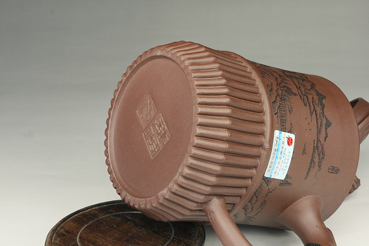 宜兴紫砂杯全手工大茶杯龙头一捆竹紫泥480-650ml经典款获奖作品