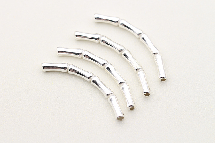 s925纯银diy串珠手链弯管 素银竹节银骨小管银饰手工配件材料