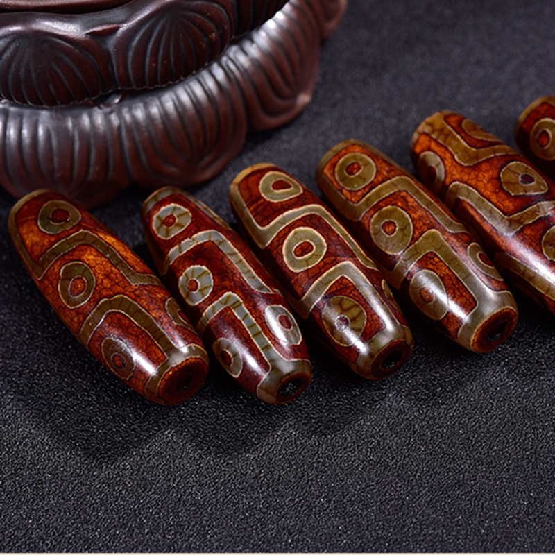 Factory Wholesale Natural Tibetan Dzi Bead Lezi Vintage Agate Sky Beads Barrel Beads Bodhi Pendant Diy Buddha Beads