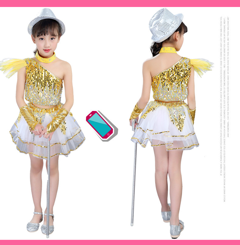 Детский костюм Детский спектакль этап одежда девушки и мальчики детские блесток хип-хоп костюмы джаз школьник майки оптом