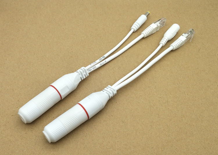 12v防水poe分离器 直通型 poe连接线 网桥ap监控摄像头poe合成器