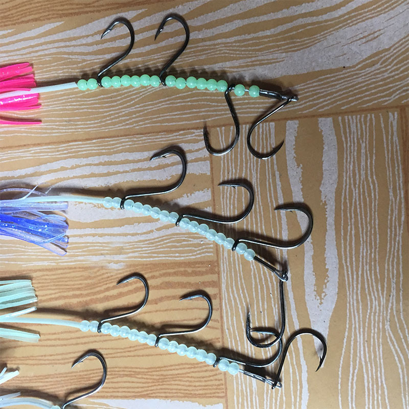 钢丝串钩海钓远投串钩无倒刺白带连珠钩钓鱼钩仿生串钩厂家定制