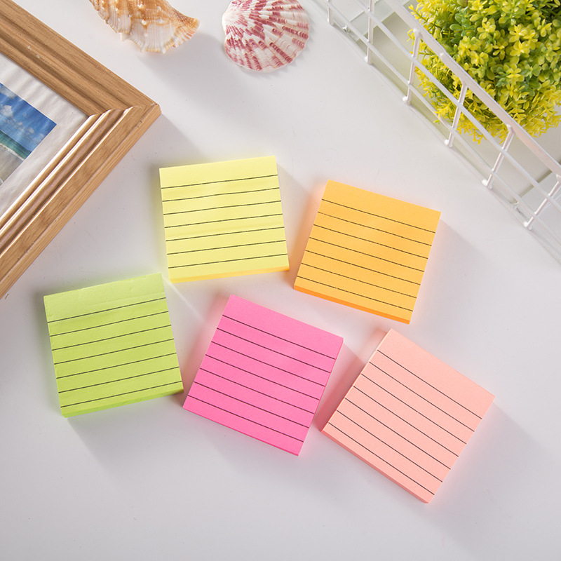 荧光便利贴_厂家直销荧光横线便利贴糖果色多次贴热销方形便签本批发