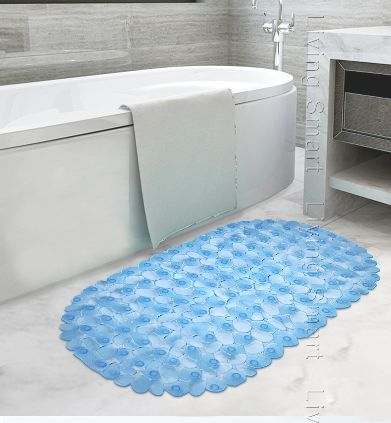 Transparent PVC Shower Bath Bathroom Non-Slip Mat with Suction Cup PVC Color Non-Slip Mat Cross-Border Wholesale