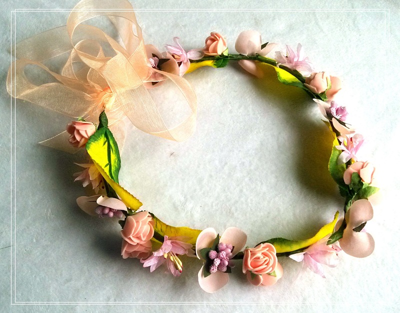 花环高档手工玫瑰花朵布艺花环头饰品新娘结婚纱礼服发饰头环