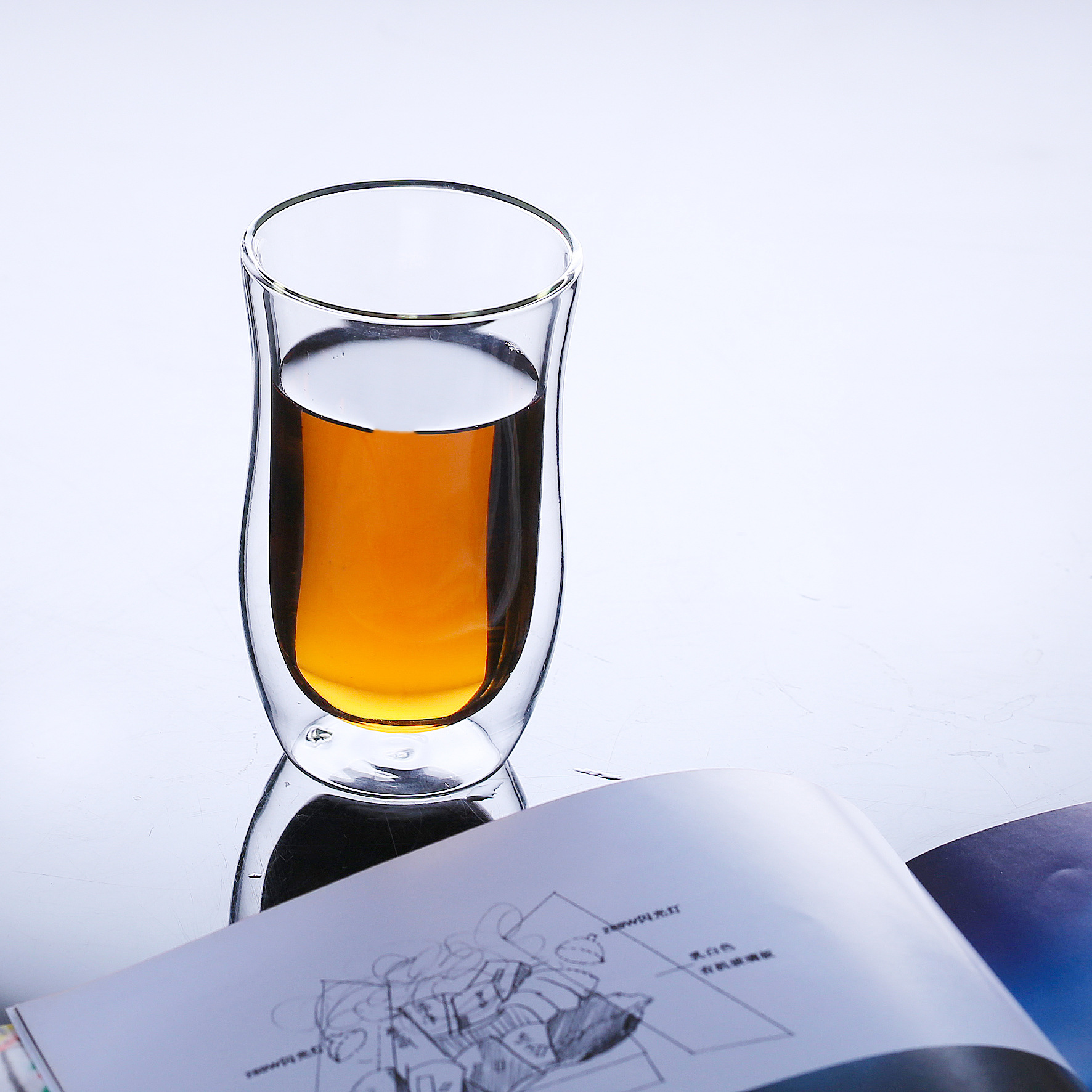 【特价带logo尾货】双层隔热透明玻璃杯创意咖啡杯果汁杯饮料杯子