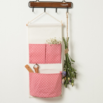 墙挂式棉麻布艺收纳袋挂袋墙上壁挂门后置物袋多层兜储物挂袋