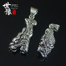 藏银合金狼牙套狗牙套 复古龙鱼狼牙项链吊坠 动物牙齿套挂件