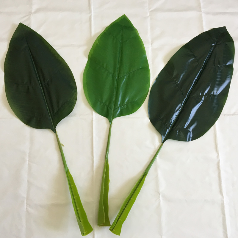 仿真芭蕉叶 婚庆道具树叶 仿真植物过胶插花棕榈绿叶 塑胶树叶