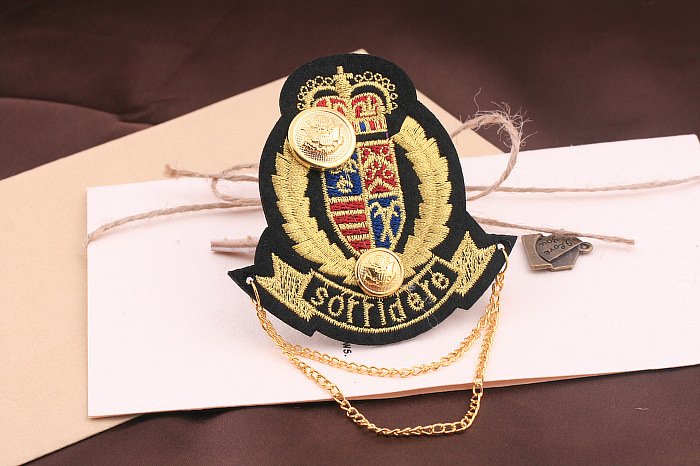 韩国金线复古加厚刺绣徽章校服园胸章学院风胸针英伦学生