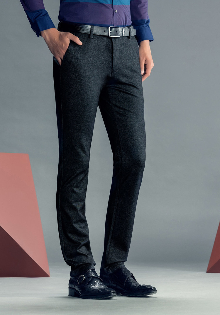 传奇保罗男裤2017秋季新款弹力修身直筒工装裤时尚纯色商务休闲裤