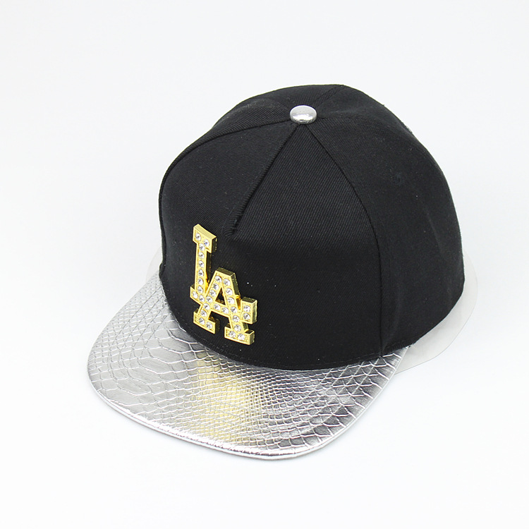 欧美潮牌金属标镶钻平檐帽时尚亮色棒球帽子男女情侣夜店嘻哈帽