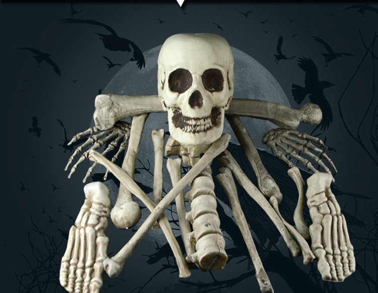万圣节鬼屋密室酒吧派对恐怖装饰道具碎骨头包骷髅骨架批发