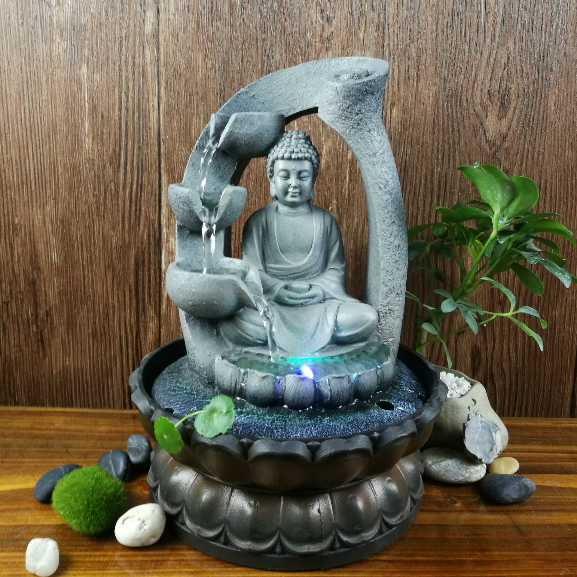 Factory Direct Sales Southeast Asian Crafts Creative Style Buddha Resin Flowing Water Ornaments Waterscape Origin Supply