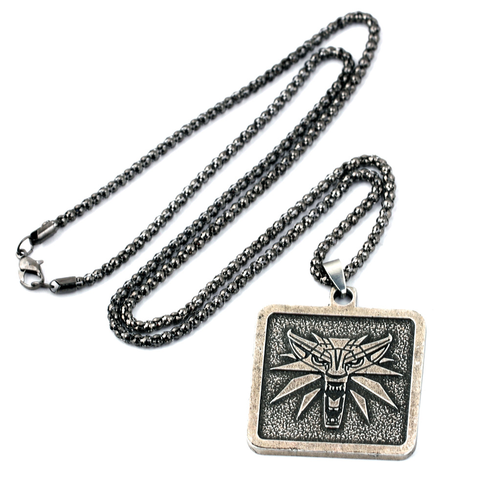 游戏周边巫师3 项链挂坠 猎魔人狂猎纯金属狼头吊坠钥匙扣