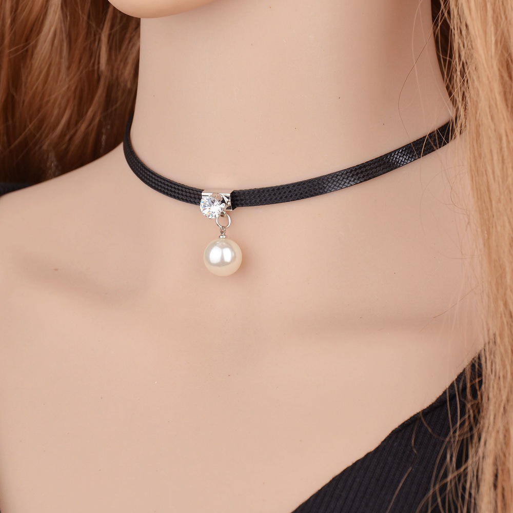 韩版项圈女颈链颈带原宿风脖子饰品简约日韩版时尚短款珍珠项链女