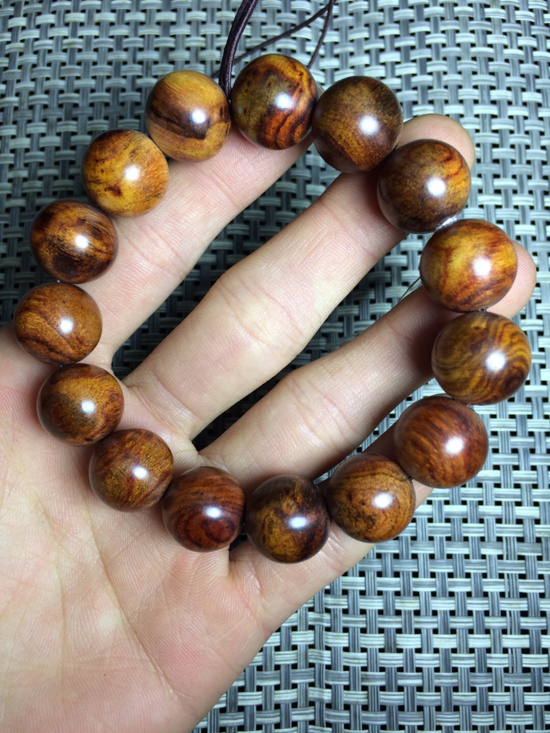 正宗海南黄花梨2.0手串鬼脸虎皮纹鬼眼佛珠男女士手链佳礼文玩