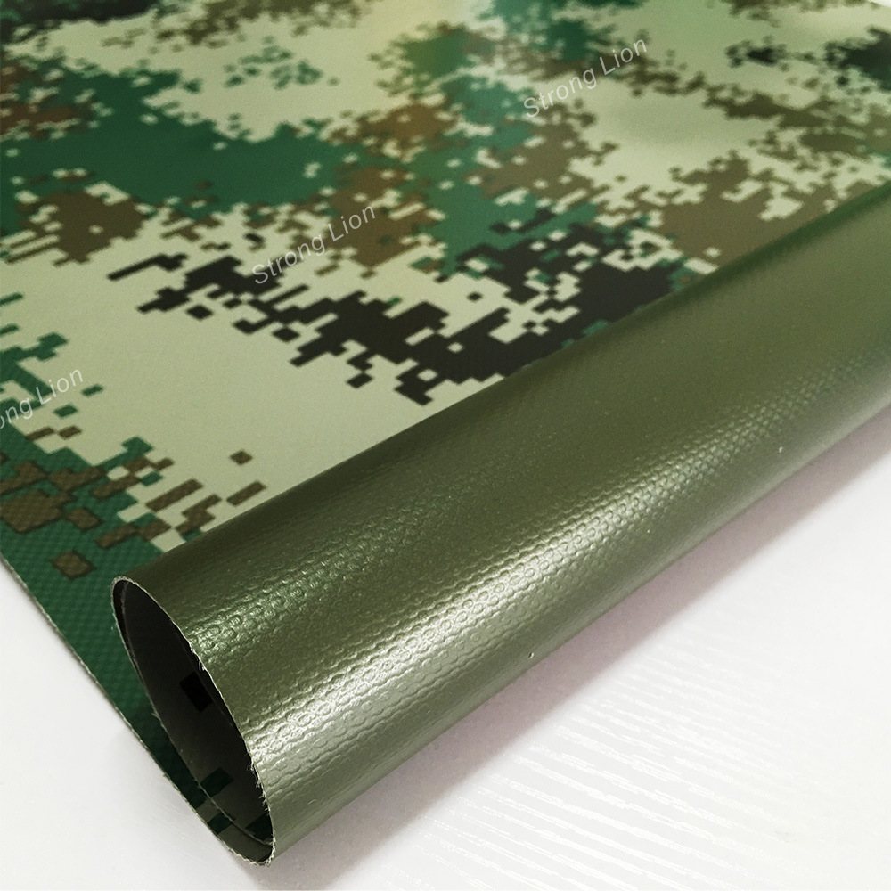 厂家大量pvc迷彩夹网布 迷彩篷房布 加厚pvc军绿迷彩篷布